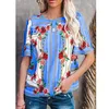 2023 primavera/verano nueva camiseta de mujer cuello redondo camisetas de manga corta moda Casual impreso Top camisetas