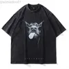 Męskie koszulki 2023 Mężczyźni Gotyckie koszulki Hip Hop Streetwear Letter Dog Printed Punk Tops Summer Vintage Mased Oversiase Short Sleeve T Shirts L230713