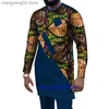 Herren Trainingsanzüge Trainingsanzug Outfits Langarm Anzug Herren Frühling Sommer Afrikanischer Stil Print O-Ausschnitt T-Shirt 2-teiliges lässiges übergroßes Luxus-Set T230714