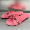 Slippers Dames Open teen Halfhoge hak Metaal Decoratief Open hak Outdoor Informeel Vintage Fish Mouth Schoenen Slippers Platte knoppen Instappers T230714