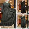 Vestido feminino muçulmano vestido longo solto robe casual impressão maxi vestido de verão zanzea 2023 primavera senhoras vestidos longos bandagem roupas turcas