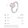 Modian genuíno prata esterlina 925 moda romântico oval rosa opala anel de dedo para mulheres meninas charme festa joias finas presentes l230704