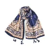 Scamves Summer Street Fashion Shawl Tern Wind Cotton Cotton وشاح Travel Travel Sunscreen