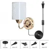 Wandlamp Vintage Plug In Lights Schans Met Cilindrisch Metaal En Glas Lampenkap Houder Goud Finish