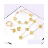 Pulsera Pendientes Collar Nunca se desvanecen Conjuntos de joyas Moda Esigner Carta Trébol Collares 18K Chapado en oro Día de San Valentín Weddin Dhout
