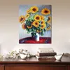 Handmade Canvas Art Claude Monet Painting Sunflowers Village Landscape Artwork Bathroom Decor