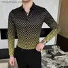 القمصان غير الرسمية للرجال Chemise Homme de Luxe Manche Lonche Longue Streetwear Fashion Button Up Polka Dot Dotts Men Spring Autumn Fit Fit Mens Printed Shirt T230714