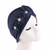 Indyjski kwiat perełowy turban plisowany wewnętrzny hidżab kapelusz kobiet chemo czapka muzułmańska czapki chusta na głowę maska ​​masowa wypadanie włosów Turbante Mujer