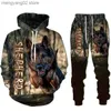 Men's Tracksuits German Shepherd Dog 3D Printed Hoodies Sweatpants Men's Hooded Sweatshirt Sets Men Sportswear Tracksuit Men's Clothing Suit T230714