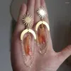 Kolczyki Dangle Design Bohemian Ręcznie robiony naturalny kryształowy obręcz dla kobiet Sun Moon Chakra Healing Energy Biżuteria