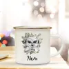 Mugs Personalised Name Animal Print Coffee Cup for Women Gift Custom Camping Mug Cute Deer Lion with Name Enamel Gifts for Kid R230713