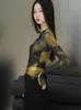 Koszula damska Yedinas Vintage T Shirt Kobiet Widzisz, choć chłodna estetyczna estetyka Y2K Tops Tress Fairycore Tshirt Summer Spring 2000s 230714