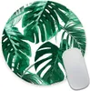 Round Computer Mouse Pad Green Tropical LeavesPremium-Textured Mouse Pad Washable Mousepad with Lycra Cloth Non-Slip Rubber Base