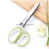 Kitchen Scissors Stainless Steel 5 Layers Shallot Food Herb Shredded Cut Tools Mti-Layer Shears Office Paper Shredder Dh1465 Drop De Dhgti