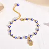 Bracelets de cheville perles bleues mauvais yeux Bracelet avec Hamsa main de Fatima Ankelts pour femmes bijoux de Protection en acier inoxydable 230607