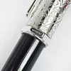 Gel Pens MSS Santos Dumont de CT Heptagon Black Barrel Snow Flower Pattern Luxury Metal Ballpoint Pen Silver Trim With Serial Number 230713