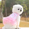 Chien vêtements Bichon jupe Pet dentelle tulle robe chiot fleur gaze fête mariage chat princesse vêtements