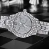 Relógios de pulso 4 peças prata luxo strass conjunto feminino cristal quartzo pulseira relógio de pulso feminino relógio