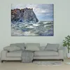 Port D Aval Rough Sea Handmade Claude Monet Painting Landscape Impressionist Canvas Art for Entryway Decor