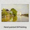 Claude Monet Canvas Art Huizen aan de Achterzaan 1871 Met de hand gemaakt Olieverfschilderij Impressionistisch Kunstwerk Home Decor Modern