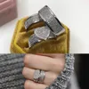 Wedding Rings Micro Pave CZ Heart Shaped Engagement Ring Set Silver Color 2 PCS Full Finger Jewelry For Women Girlfriend 230714