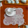 Mats Pads Retro Lace Place French Cloghet Doilies Handmade Embroidered Table Christmas Wedding Home Kitchen Decor Drop Delivery Ga Dhicd