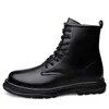 Botas de piel auténtica de talla grande 37-46 para hombre, botas de invierno cálidas con piel, botas de vestir al tobillo, Bota Masculina