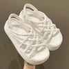 Sandaler Platform Weave Hollow Design Women Slingback Sandaler Summer Vacation Beach Slides Soft Non-Slip Casual Fashion Female Shoes 230714