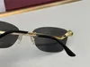 Klassiska solglasögon Kvinnor Designar Rimless Cat Eye Glasses UV400 -linser K Gold Frame Animal Metal Temples Summer Eyewear Model 01200