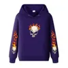 Agasalhos masculinos e femininos Moletom com capuz Primavera e outono High Street Fire Skull Hip Hop Moletom com capuz S-3XL Z230719