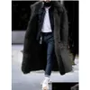 Miscele di lana da uomo Mandylandy Giacca da uomo invernale Cardigan Risvolto Cappotto lungo Cappotto caldo antivento Cappotto di pelliccia Drop Delivery Abbigliamento Dhr1M