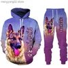 Men's Tracksuits German Shepherd Dog 3D Printed Hoodies Sweatpants Men's Hooded Sweatshirt Sets Men Sportswear Tracksuit Men's Clothing Suit T230714