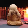 Decorative Objects Figurines Buddhist Small Monk Statues Figurine Sculpture Handmade Car Home Decorations Kids Adult Wedding Engagement Decoration 230714