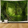 タペストリードームカメラ森林タペストリー霧の緑の木の緑の森森林タペストリー自然景色壁タペストリーリビングルームの寝室