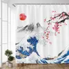 Shower Ink Plant Flowers Shower Curtain Red Cherry Blossom Bath Watercolor Print Modern White Bathroom Decor Set