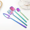 Dinnerware Sets AJYOUS 24Pcs Blue Gold Set Stainless Steel Knife Fork Spoon Cutlery Flatware Matte Kitchen Western Silverware