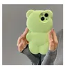 Tecknad 3D -björntelefonfodral för iPhone 14 13 11 12 Pro Max 14Pro XS Max XR X stötsäker mjuk silikonlinsskydd Back Cover L230619