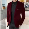 Herrenanzüge Boutique S-5xl Modegeschäft komfortable Gentleman Solid Color Velvet Casual Koreaner Anzug Slim Trend Single West West