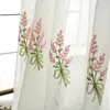 Vorhang Romantische Lavendel Stickerei Tüll Vorhänge für Wohnzimmer Schlafzimmer Rosa Lila Blume bestickt Balkon Fenster Bildschirme Voile