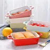 Bowls European Ceramic Double Ear Long Baking Plate Modern Cheese Rice Tableware Microwave Oven