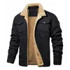 Jaquetas masculinas elegantes jaqueta masculina forro de pelúcia curativo temperamento à prova de vento velo forrado casaco corta-vento