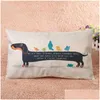 Funda de almohada Dibujos animados creativos Dachshund Fundas de almohada de algodón de lino grueso Animal Sau Dogs Er 30X50Cm Drop Delivery Home Garden Textiles Dhnrj