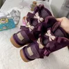 Botas para niños Zapatos para niños pequeños Botas de nieve para jóvenes australianos clásicos con arcos Zapato con lazo para niñas Niños invierno Calzado de cuero diseñador bootXWa #