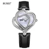 Montres pour femmes BUREI Marque Mode pour femmes Coeur Montre pour femmes Étanche Luxe Casual Bracelet en cuir Montre-bracelet à quartz Reno Femino 230714