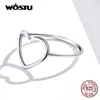 Wostu 100 925 Sterling Silver Heart Ring For Women Wedding Engagement Simple Rings Finger Party Fashion Jewelry Gifts CQR641 L230704