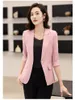 Ternos Femininos Moda Estampado Feminino Blazer Manga Três Quartos Jaqueta Feminino 2023 Primavera Verão Um Botão Tops Sólidos Temperamento