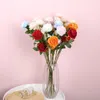 Fleurs décoratives pivoine artificielle 3 têtes pivoines en soie avec de longues tiges faux pour la fête de mariage bureau décor à la maison