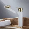 Rubinetti per lavabo da bagno Colore bianco Beccuccio con rotazione a 360 gradi Miscelatore per lavabo moderno Rubinetto monocomando per lavabo per montaggio su ponte CL-019