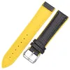 Bracelets de montre Bracelet en caoutchouc en cuir femmes hommes jaune Orange noir 18mm 20mm 22mm Bracelet de montre avec boucle ardillon