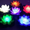 Décorations De Jardin Lotus Flottant Piscine Lumières À Piles Lanterne Étang Décoration Étanche Veilleuse Pour Et